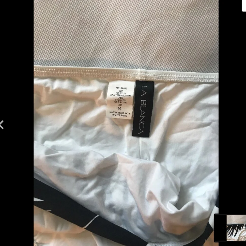 NWT La Blanca‎ Las Palmas Hipster Bikini Bottom White/Black [SZ 14 ]